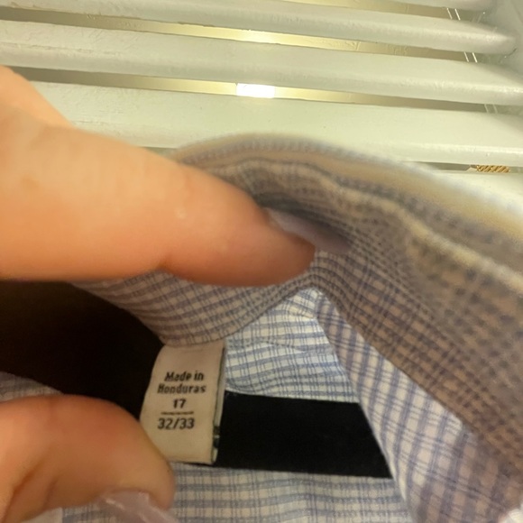 Calvin Klein Stretch Slim Fit Blue Pinstripe Oxford ButtonDown,Size 17 32/33 - Picture 3 of 6